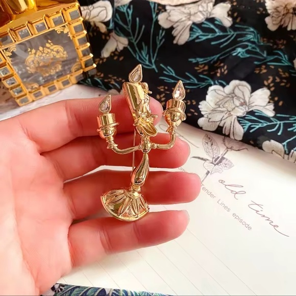 Candle Holder Beauty&Beast Gold Brooch - Picture 11 of 16
